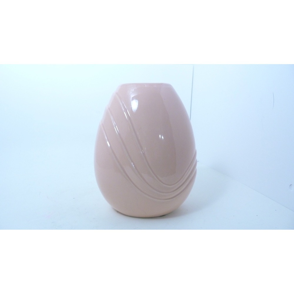 Vintage Haeger style Pottery Pink Ceramic Swirl Egg Vase Art Deco Style 6.5 Inch
